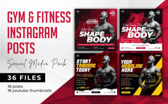 Gym and Fitness Instagram Posts Social media Template