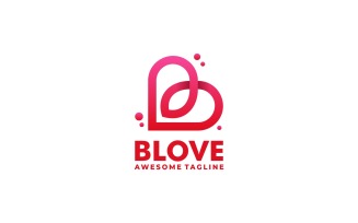 Letter B Love Line Art Gradient Logo