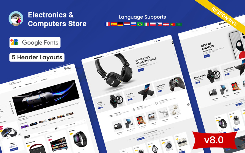 Techronic Electronics - Digital and Computers Store Prestashop Theme PrestaShop Theme