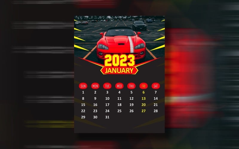 Yearly Calendar 2023 Print Ready Eps Design Template Corporate Identity