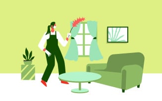 Cleaning House Concept Free Illustration Vector