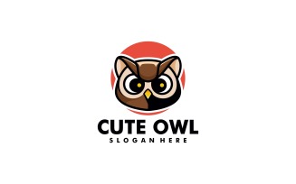 Cute Owl Simple Mascot Logo Template
