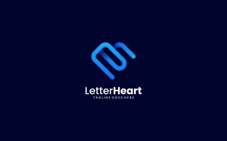 Letter Heart Line Art Gradient Logo