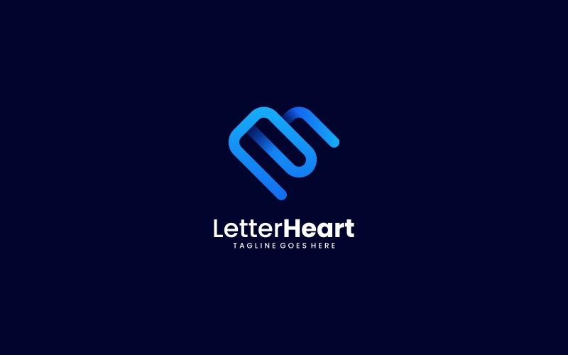 Letter Heart Line Art Gradient Logo Logo Template