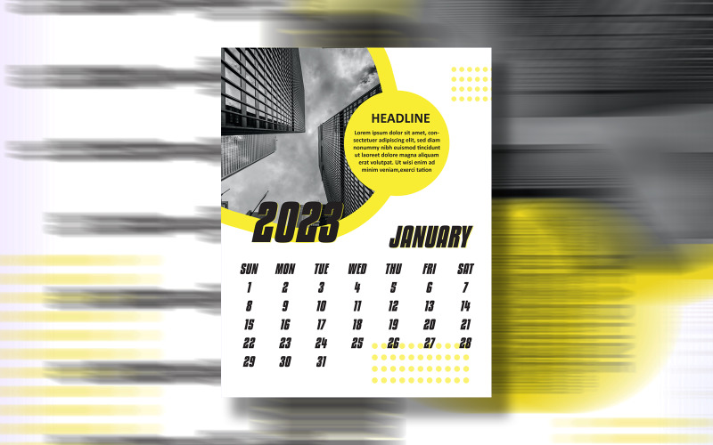 Modern 12 Months Calendar 2023 Print Ready Eps Vector Template Corporate Identity