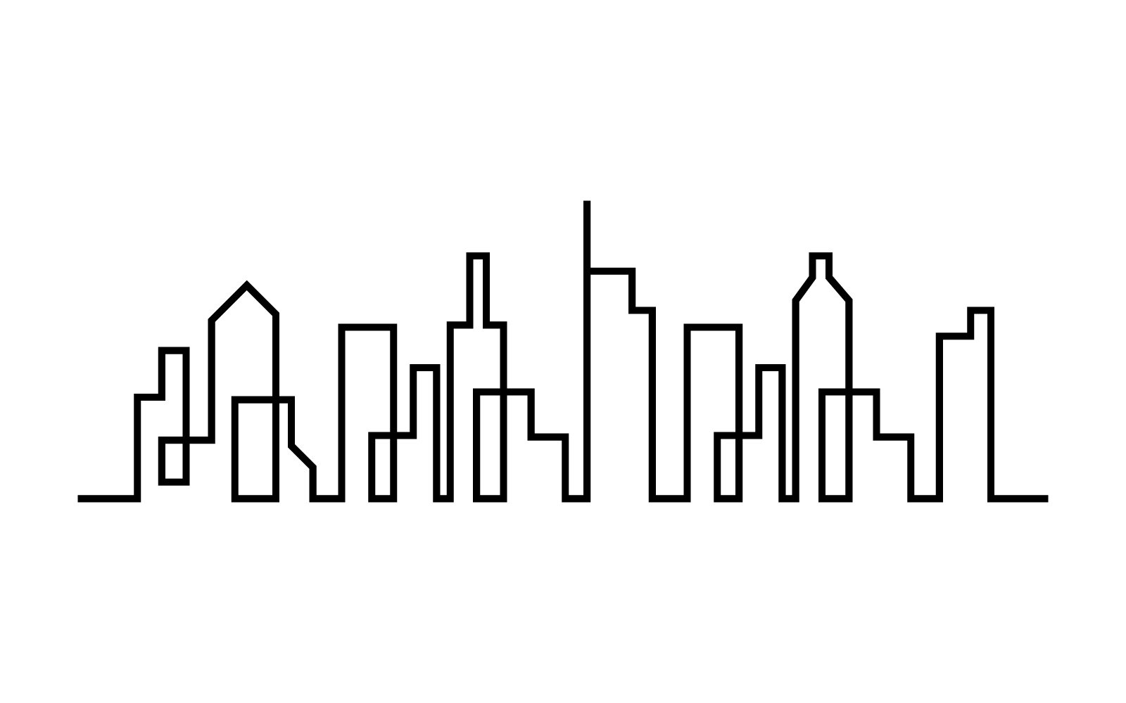 Moderne skyline van de stad vectorillustratie in plat ontwerp