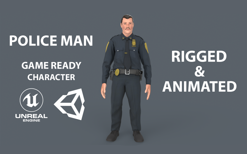 Policeman Character Low-poly 3D model Model