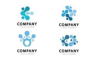 Science laboratory sign Abstract blue turquoise color science logo molecule vector logo. V5