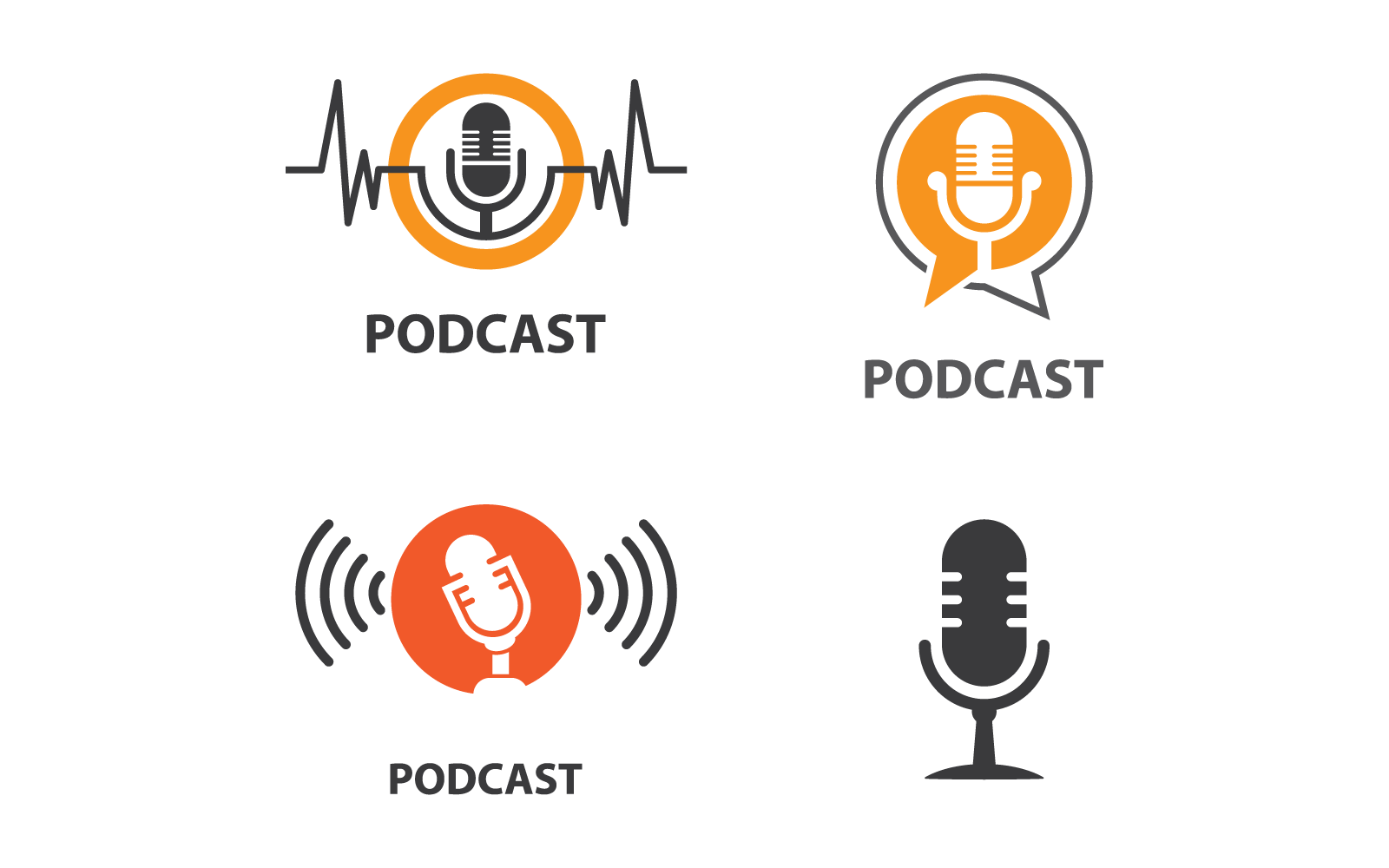 Set of Podcast logo vector flat design Logo Template