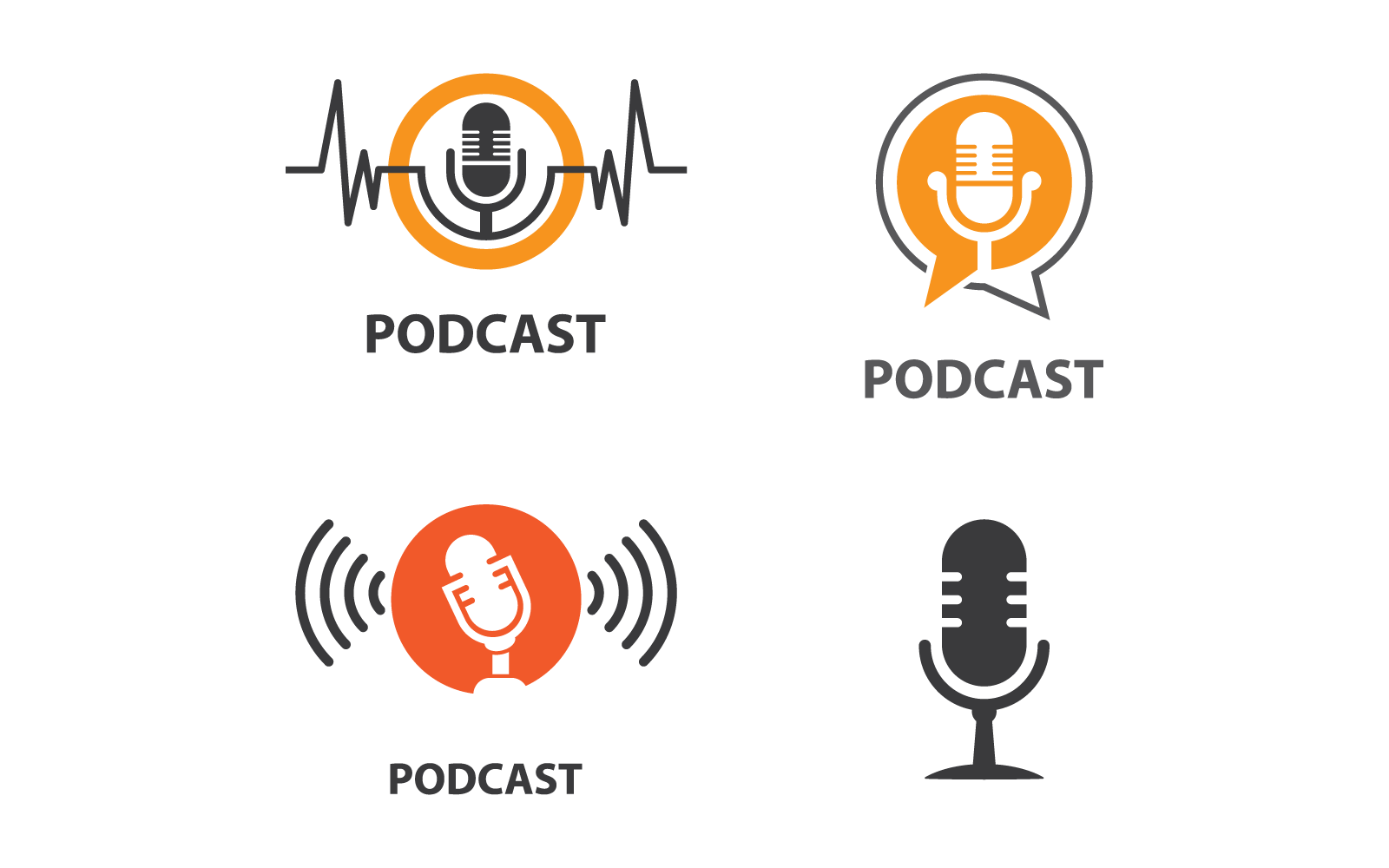 Uppsättning av Podcast-logotyp vektor platt design