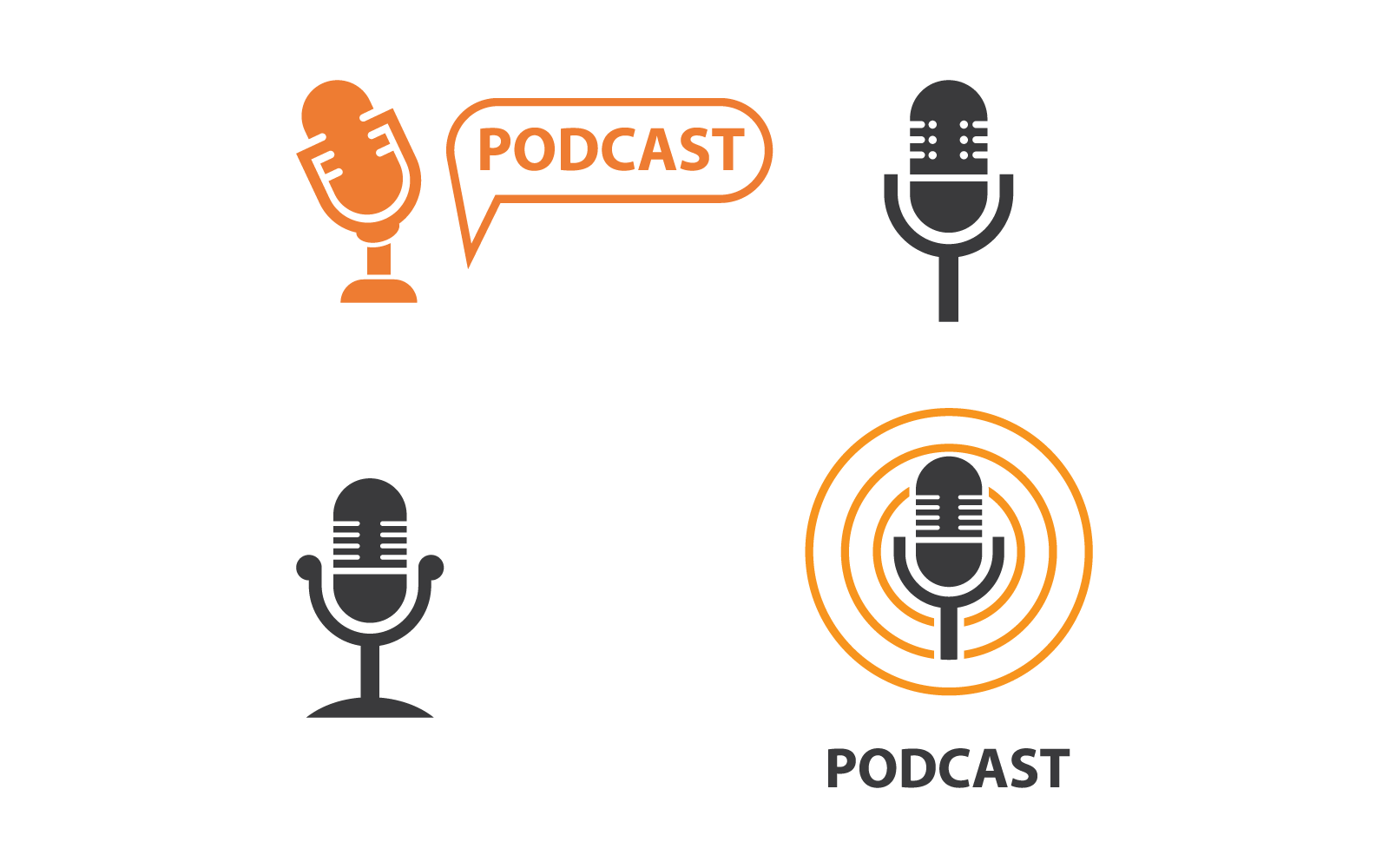 Zestaw podcastów Logo wektor płaska konstrukcja na białym tle