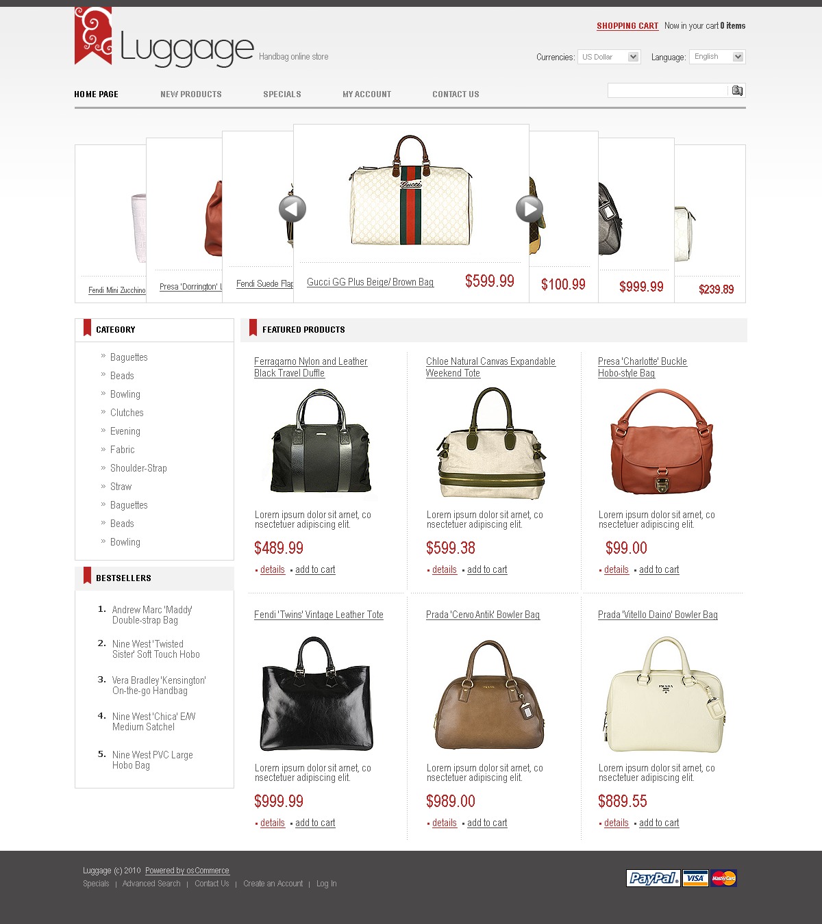 Handbag OsCommerce Template #27126