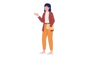 Female personal tutor semi flat color vector character