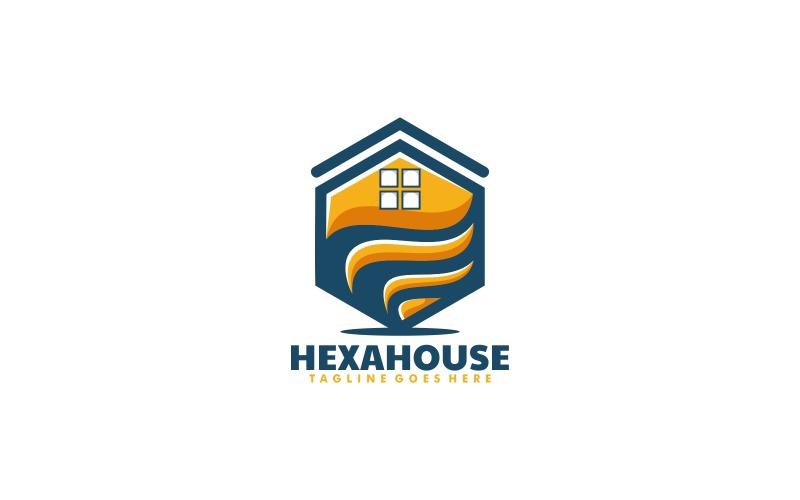 Hexagon House Simple Mascot Logo Logo Template