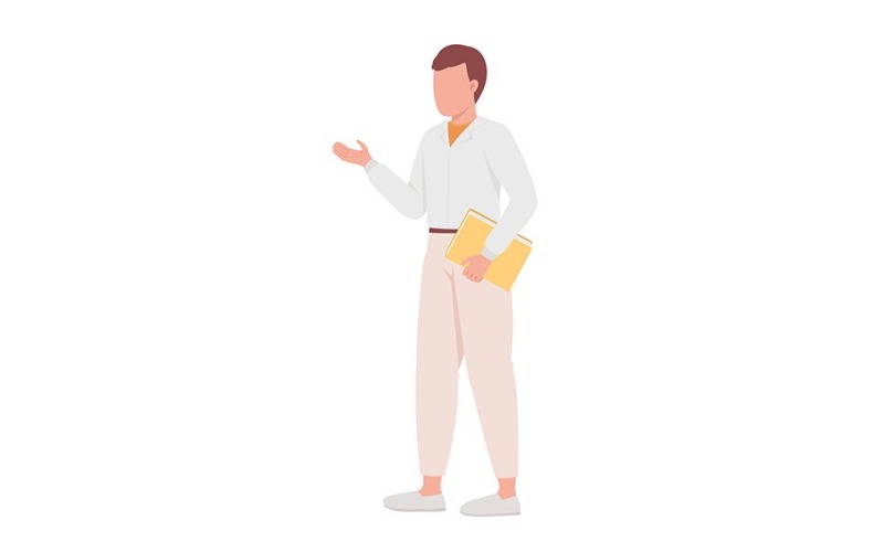 Male professional teacher semi flat color vector character Illustration