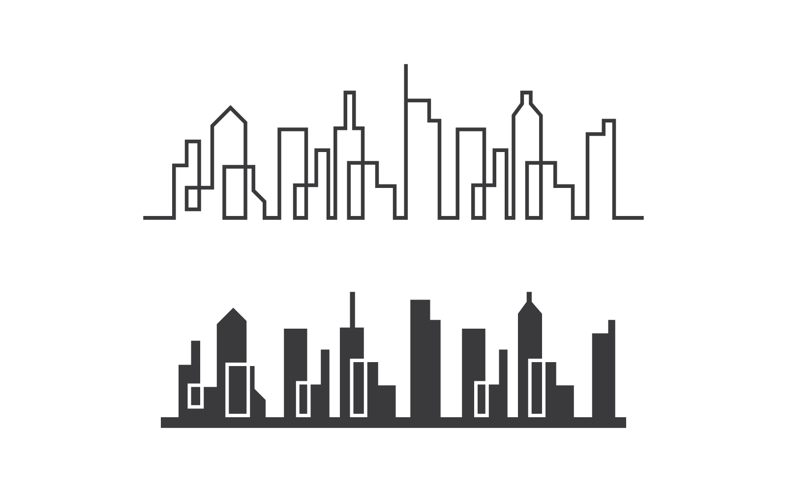 Set van moderne stad skyline vectorillustratie in plat design