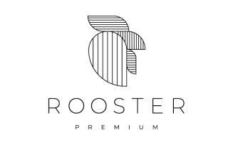 Chicken Rooster Line Logo Design Vector Illustration