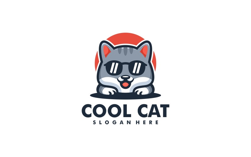 Cool Cat Simple Mascot Logo Logo Template