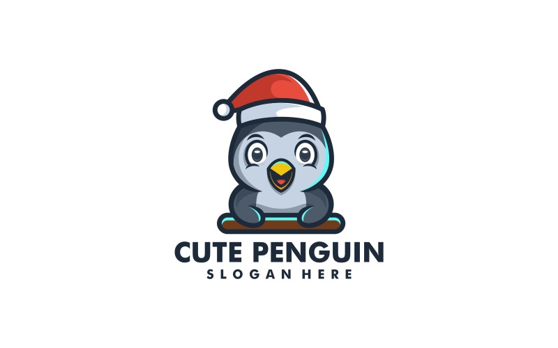Cute Penguin Mascot Cartoon Logo Logo Template