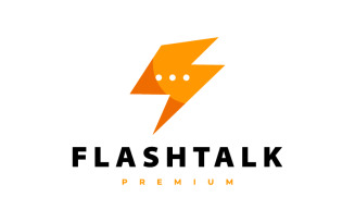 Flash Chat Logo Design Vector Illustration