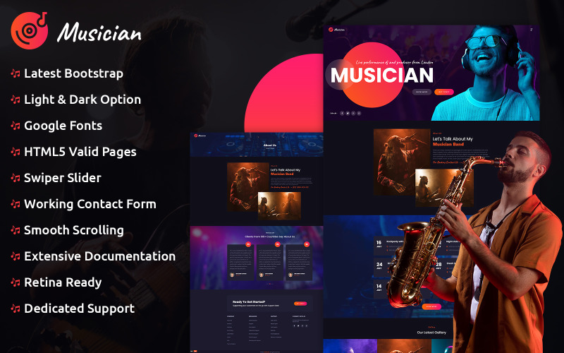 Musician - Responsive HTML Template Website Template
