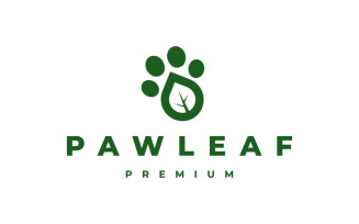 Paw leaf foot print logo Design Vector illustration