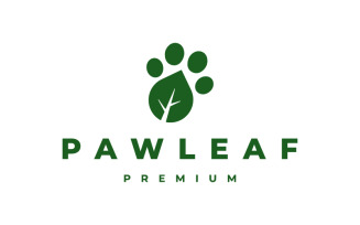 Paw leaf foot print logo vector creative design
