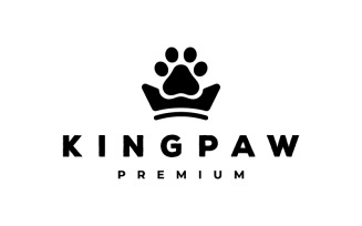 Paw print crown logo Design Vector illustration