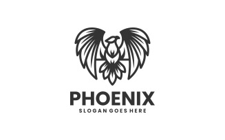 Phoenix Line Art Logo Design