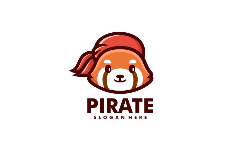 Pirate Red Panda Cartoon Logo Logo Template