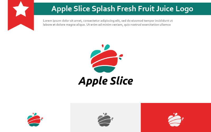 Apple Slice Splash Fresh Fruit Juice Logo Logo Template