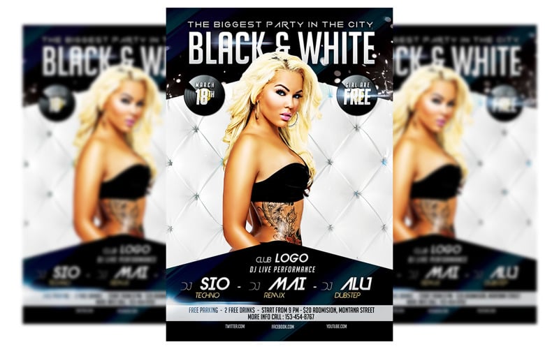 Black & White Party Flyer Template Corporate Identity