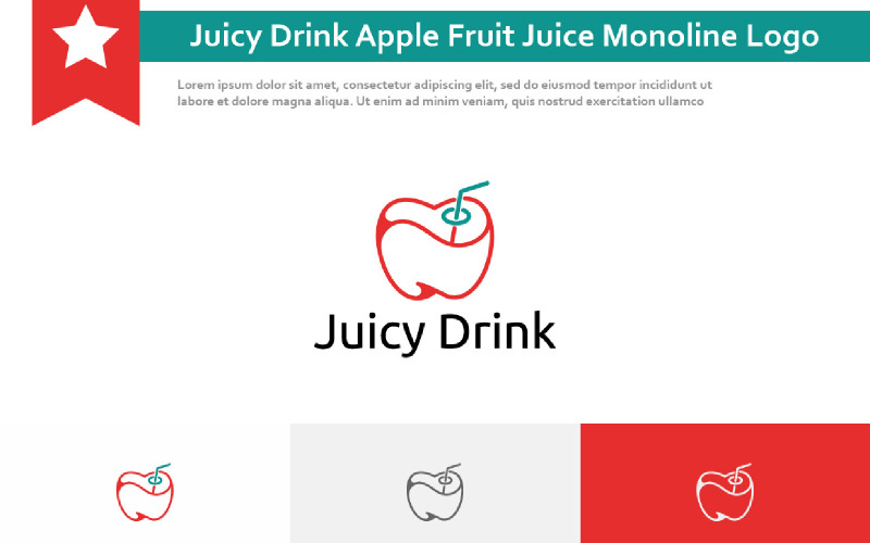 Juicy Drink Apple Fruit Juice Monoline Logo Logo Template