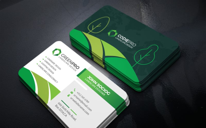 Landscape Business Card Template Corporate Identity