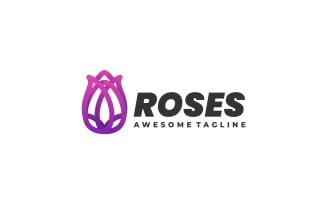 Roses Line Art Logo Style