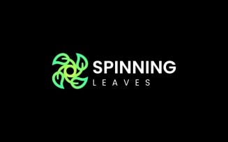 Spinning Leaves Line Art Logo