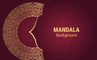 Luxury Ornamental Mandala Design in Golden Color Arabesque Pattern