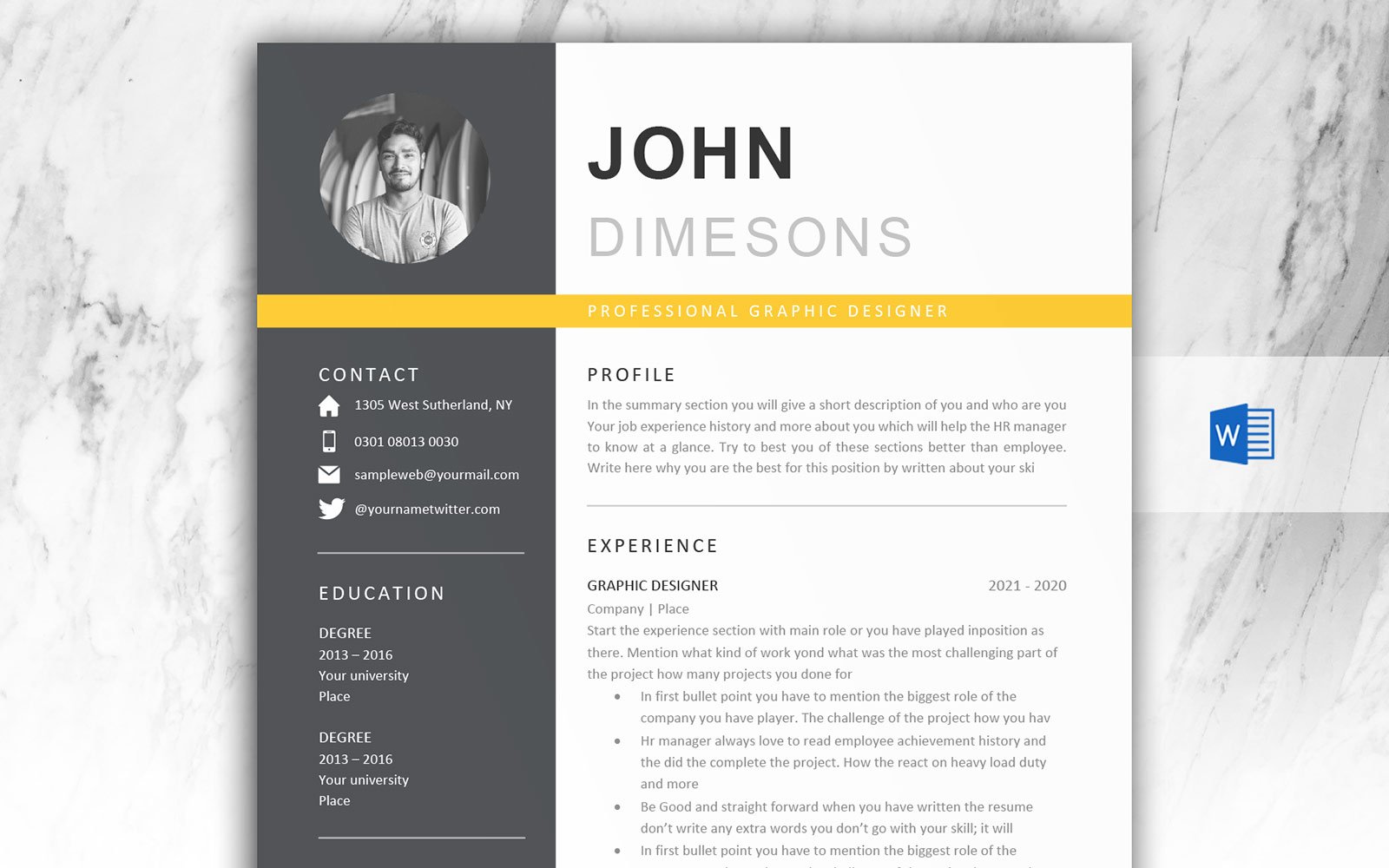 Template #271416 Resume Word Webdesign Template - Logo template Preview