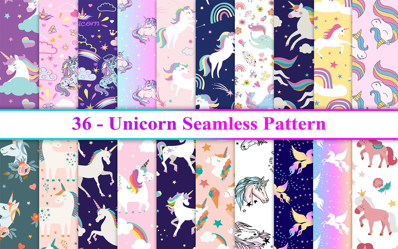 Kit Graphique #271493 Unicorn Seamless Divers Modles Web - Logo template Preview