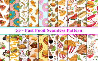 Fast Food Seamless Pattern, Fast Food Background