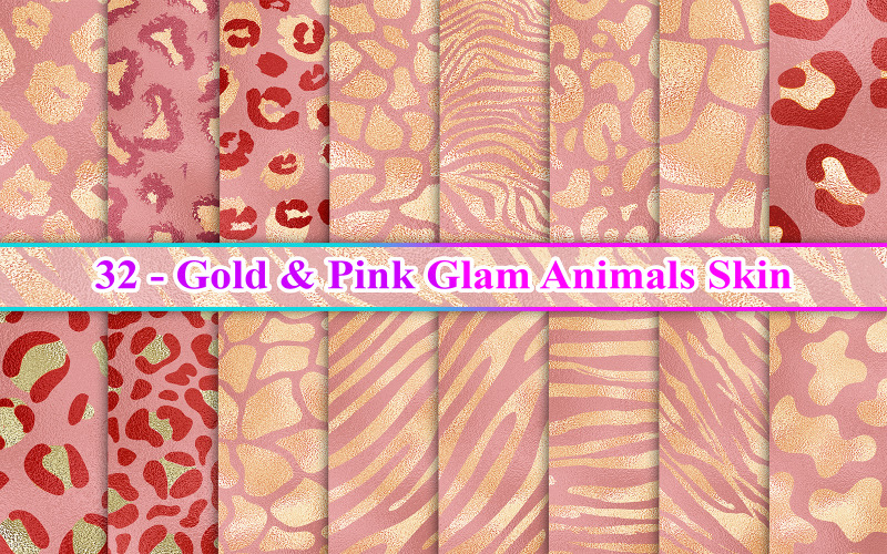 Gold Pink Glam Animals Skin Background