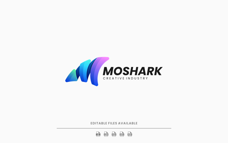 Letter M Shark Gradient Logo Logo Template