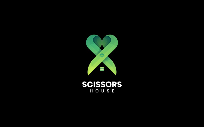 Scissors House Gradient Logo Logo Template
