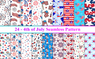 4th of July Seamless Pattern, 4th of July Background, 4th of July Digital Paper