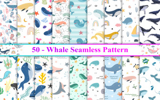 Whale Seamless Pattern, Whale Pattern, Whale Background