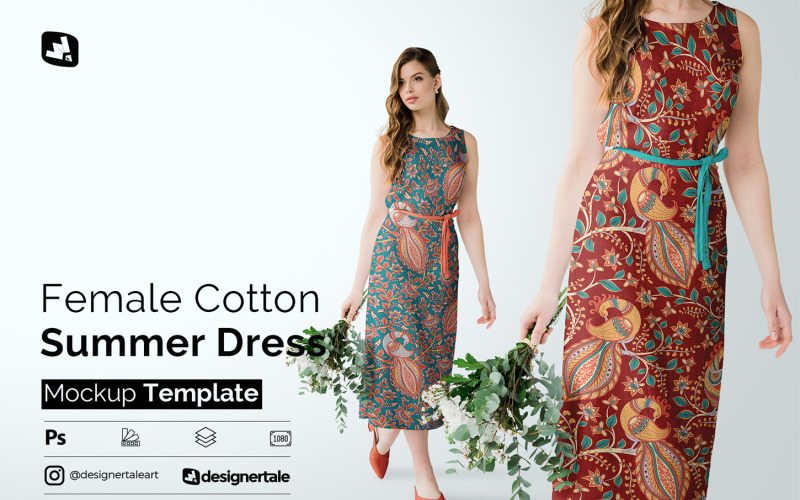 Female Cotton Summer Dress Mockup Product Mockup
