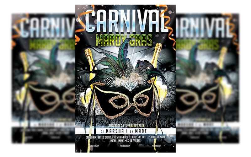 Mardy Gras Party Flyer Template Corporate Identity