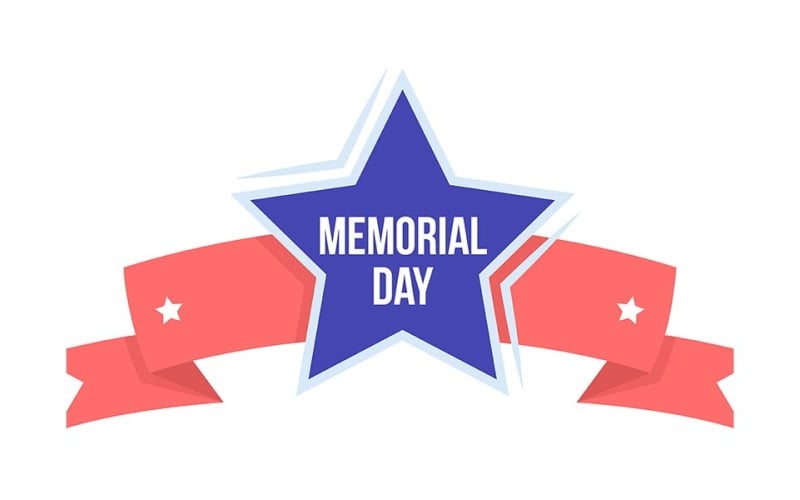 Star and stripe for American Memorial day semi flat color vector object Illustration