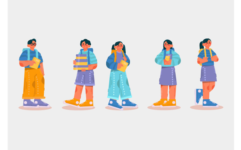 Students with Backpack Back to School Illustration