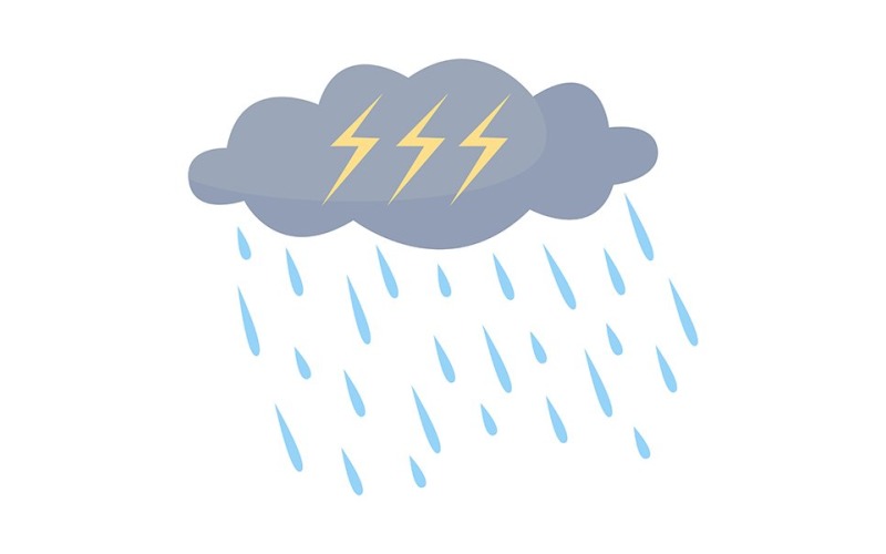 Thunderstorm semi flat color vector element Illustration